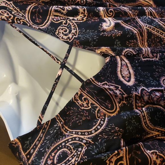 Black Paisley Print Cold Arm Tunic Dress Size XS - Picture 15 of 15